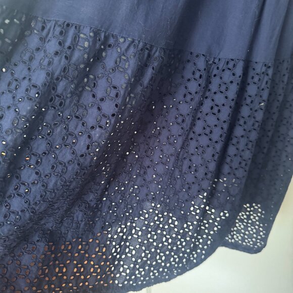 Chicos Navy Blue Sleeveless Crew Neck Sundress with Texture at Bottom - Picture 10 of 15